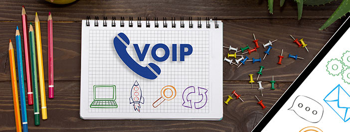 VoIP service drawn on a notebook.
